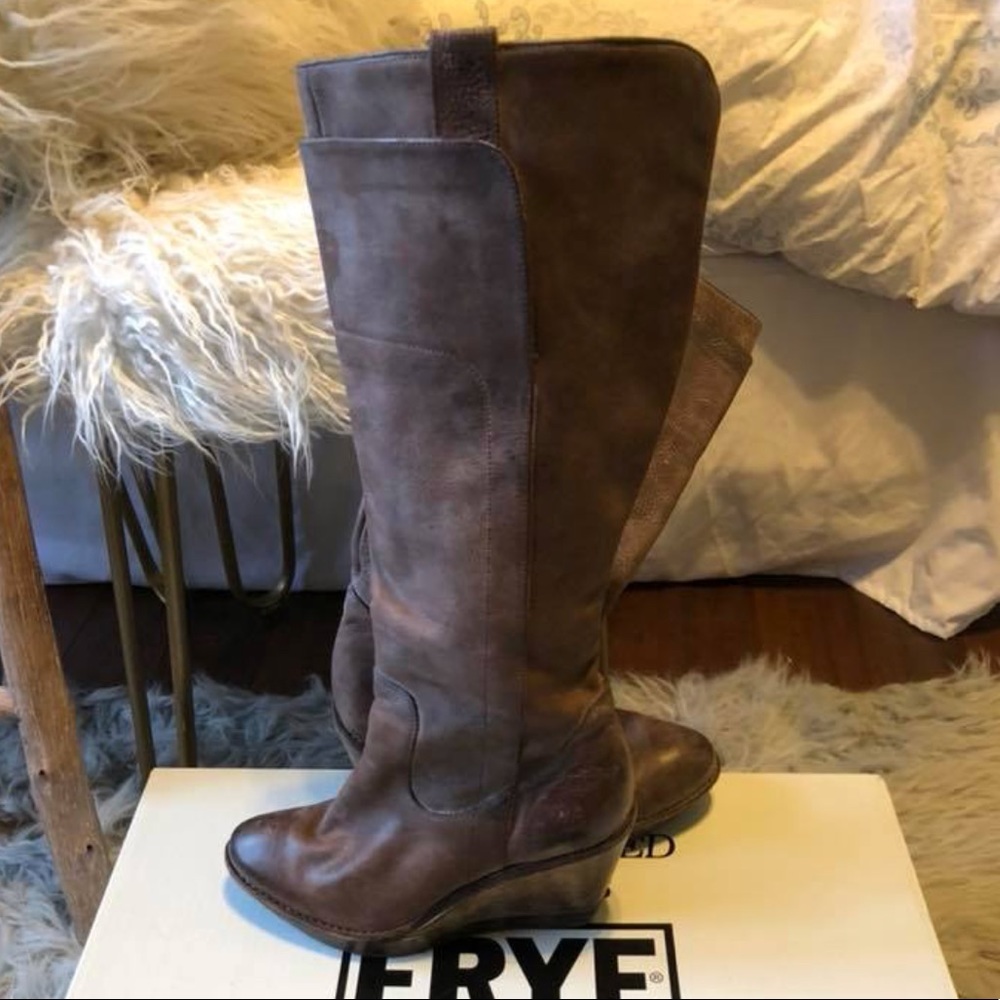 Frye wedge Paige tall riding boot